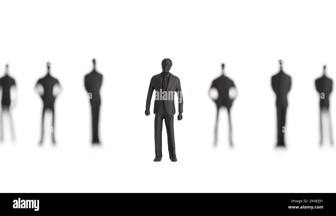 Leadership Or Successful Team Leader Concept Businessman Figurine Posing With Her Team Isolated Leadership Or Successful Team Leader Concept Businessman Figurine Posing With Her Team Isolated