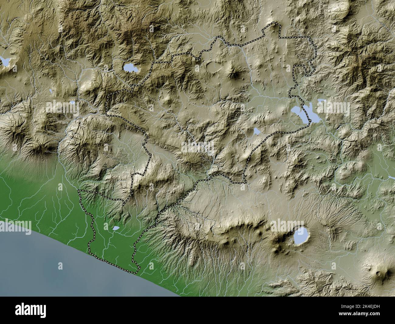 Jutiapa, department of Guatemala. Elevation map colored in wiki style with  lakes and rivers Stock Photo - Alamy