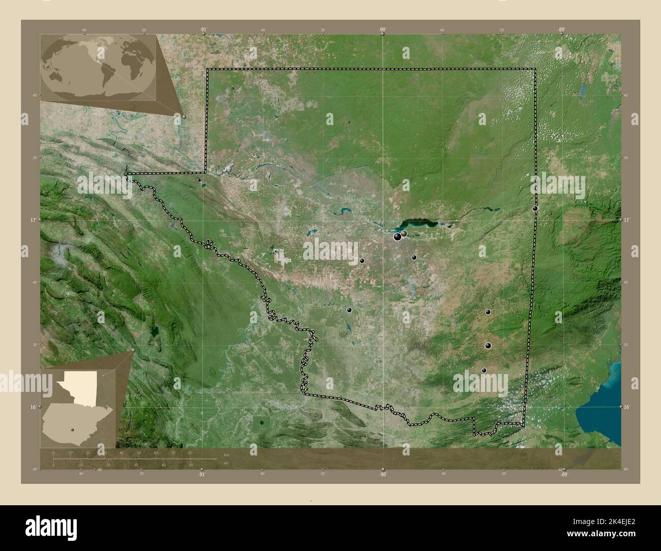 Peten, department of Guatemala. High resolution satellite map