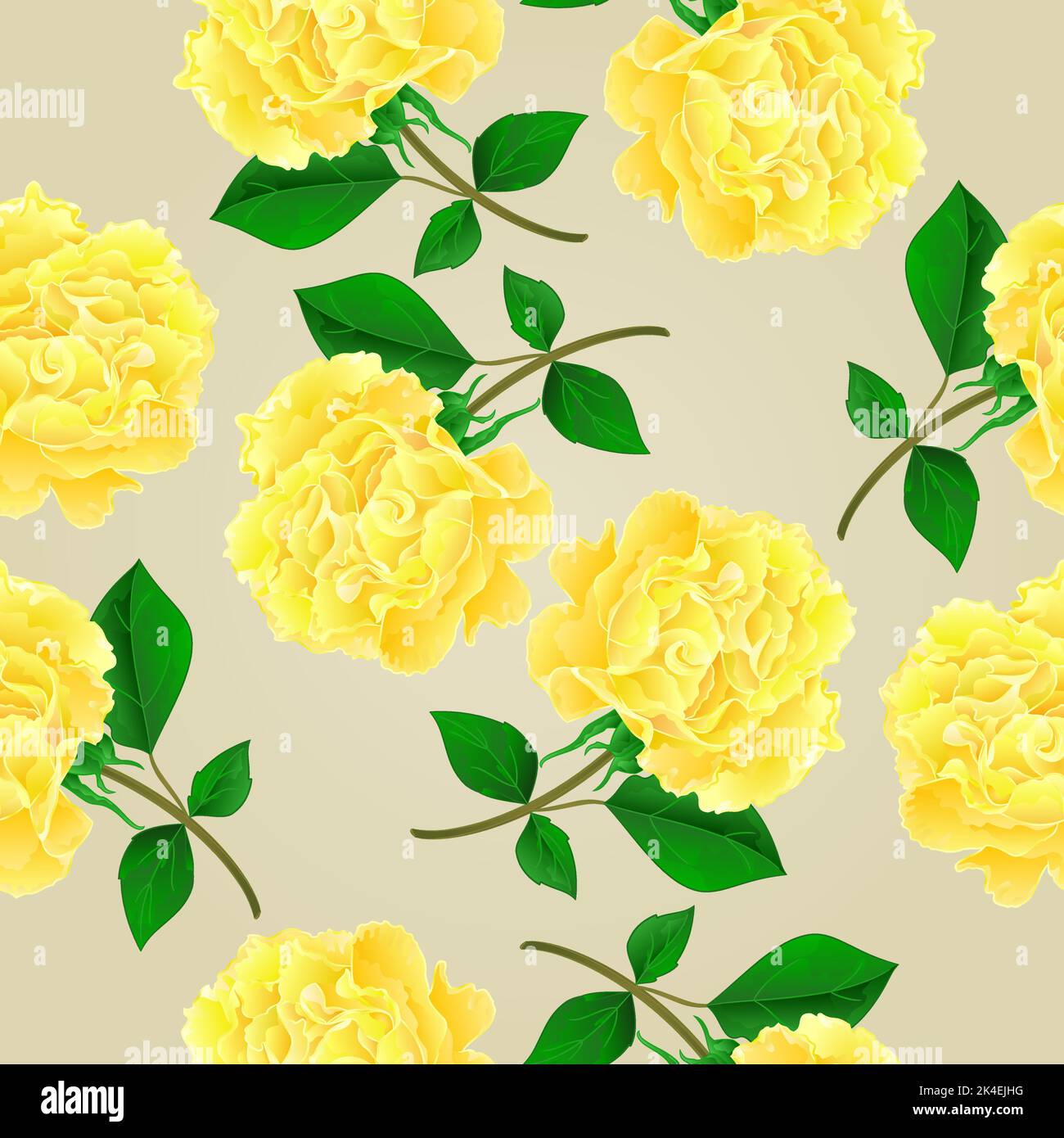 Seamless texture twig tea rose stem with leaves  vector illustration Stock Vector