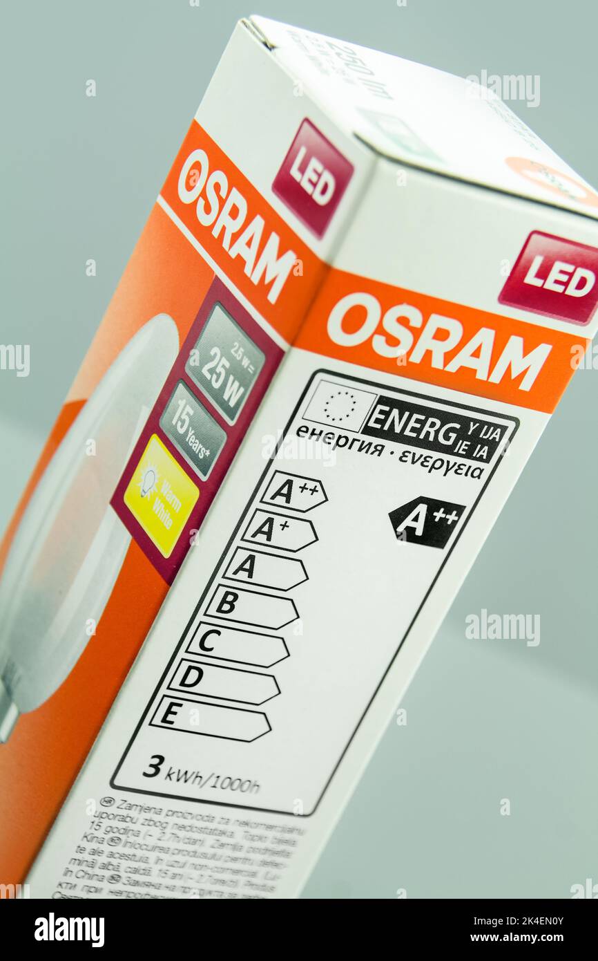 Hamburg, Germany - September 25 2022: Osram LED Glühbirne 25 Watt