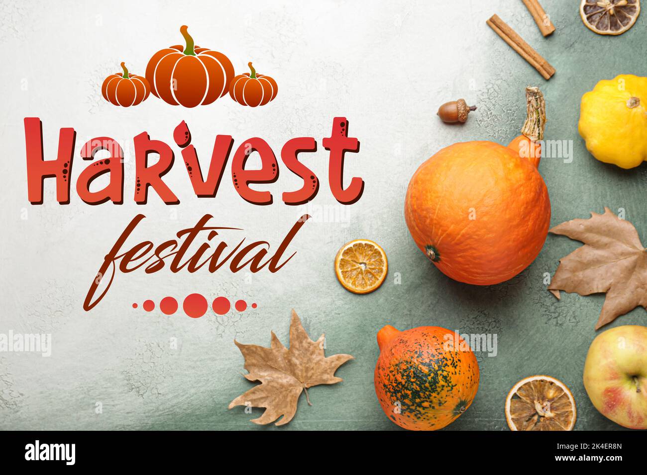 Autumn composition with fresh pumpkins on light background. Harvest ...