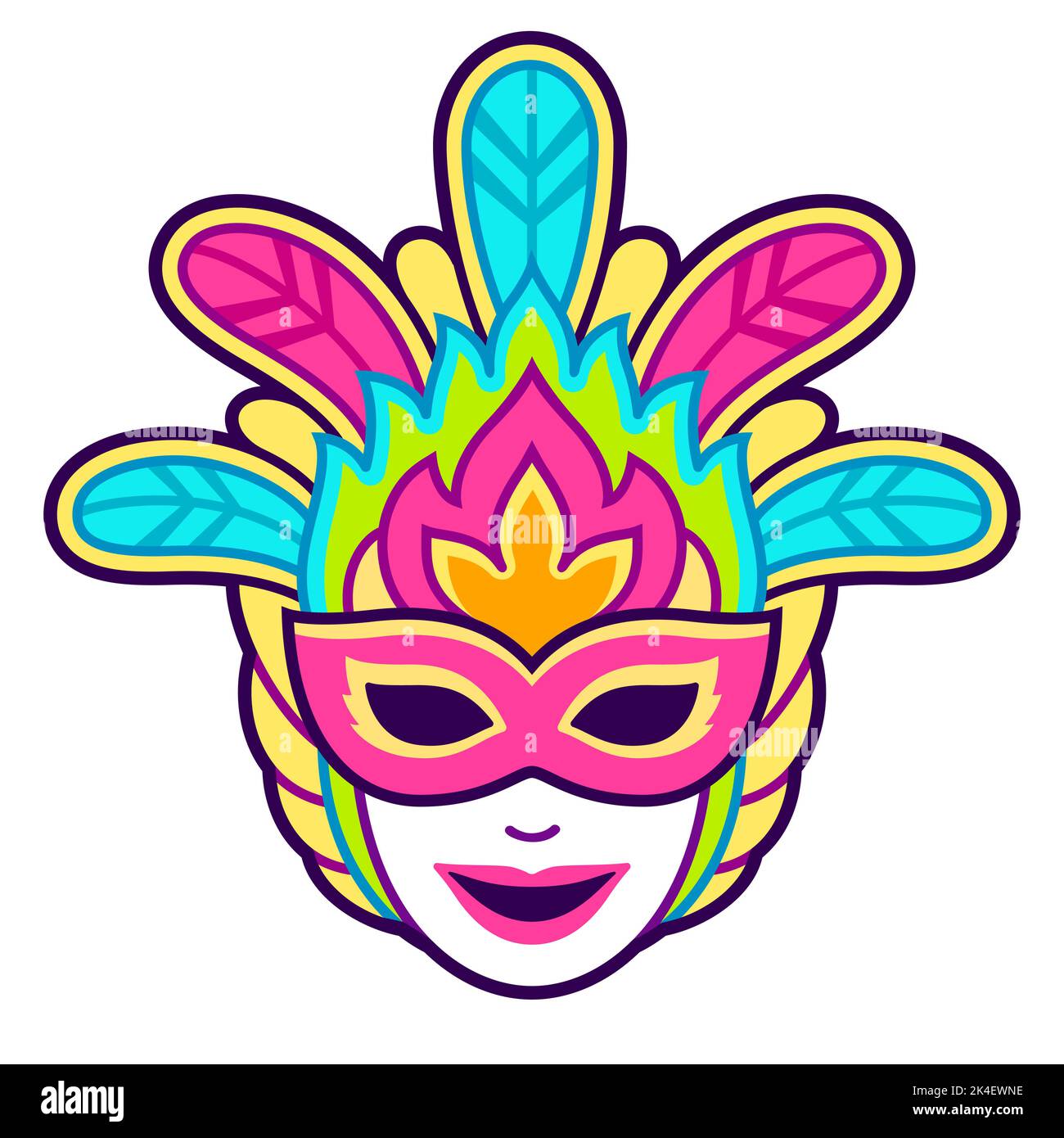 Carnival mask for Masskara Festival in Bacolod, Philippines. Isolated vector clip art illustration. Stock Vector