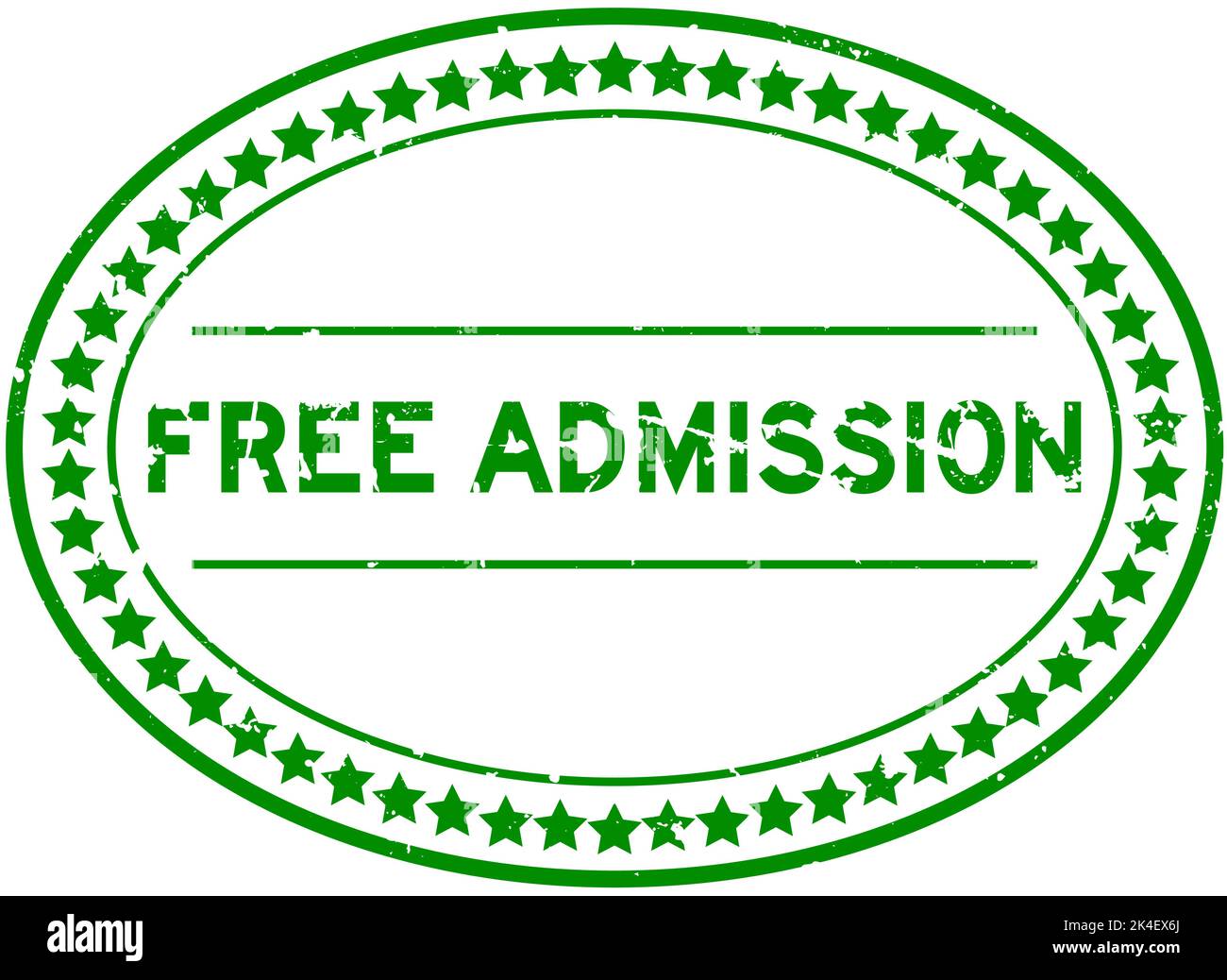 Grunge green free admission word oval rubber seal stamp on white background Stock Vector