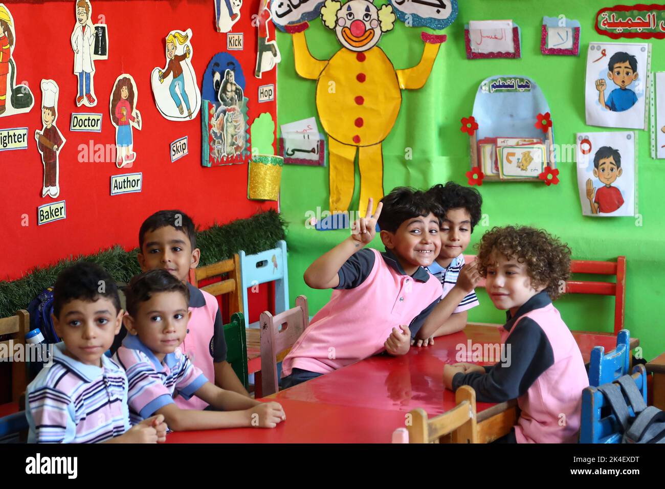 Cairo, Egypt. 2nd Oct, 2022. Students are pictured at a public school