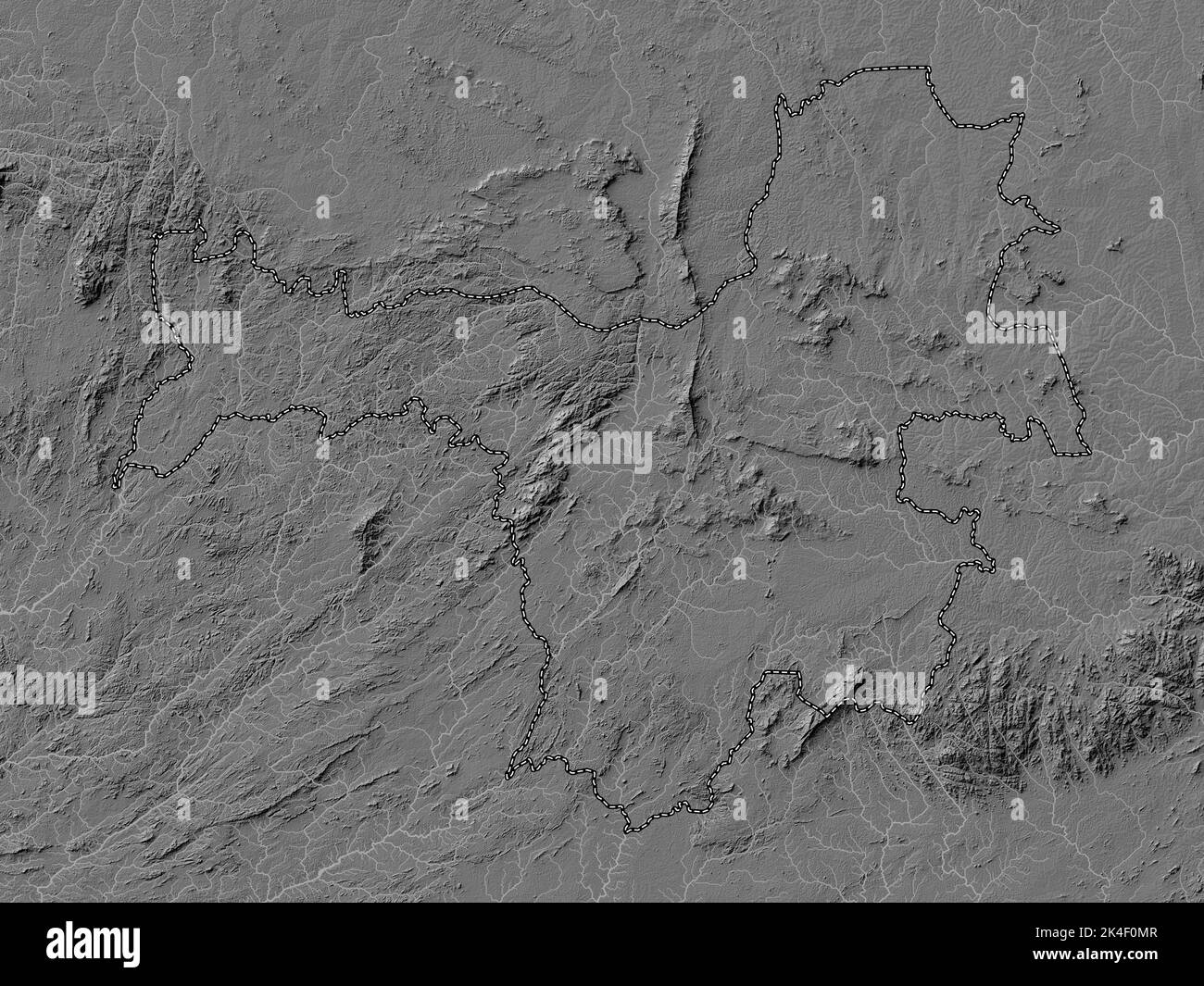 Nzerekore, region of Guinea. Bilevel elevation map with lakes and ...