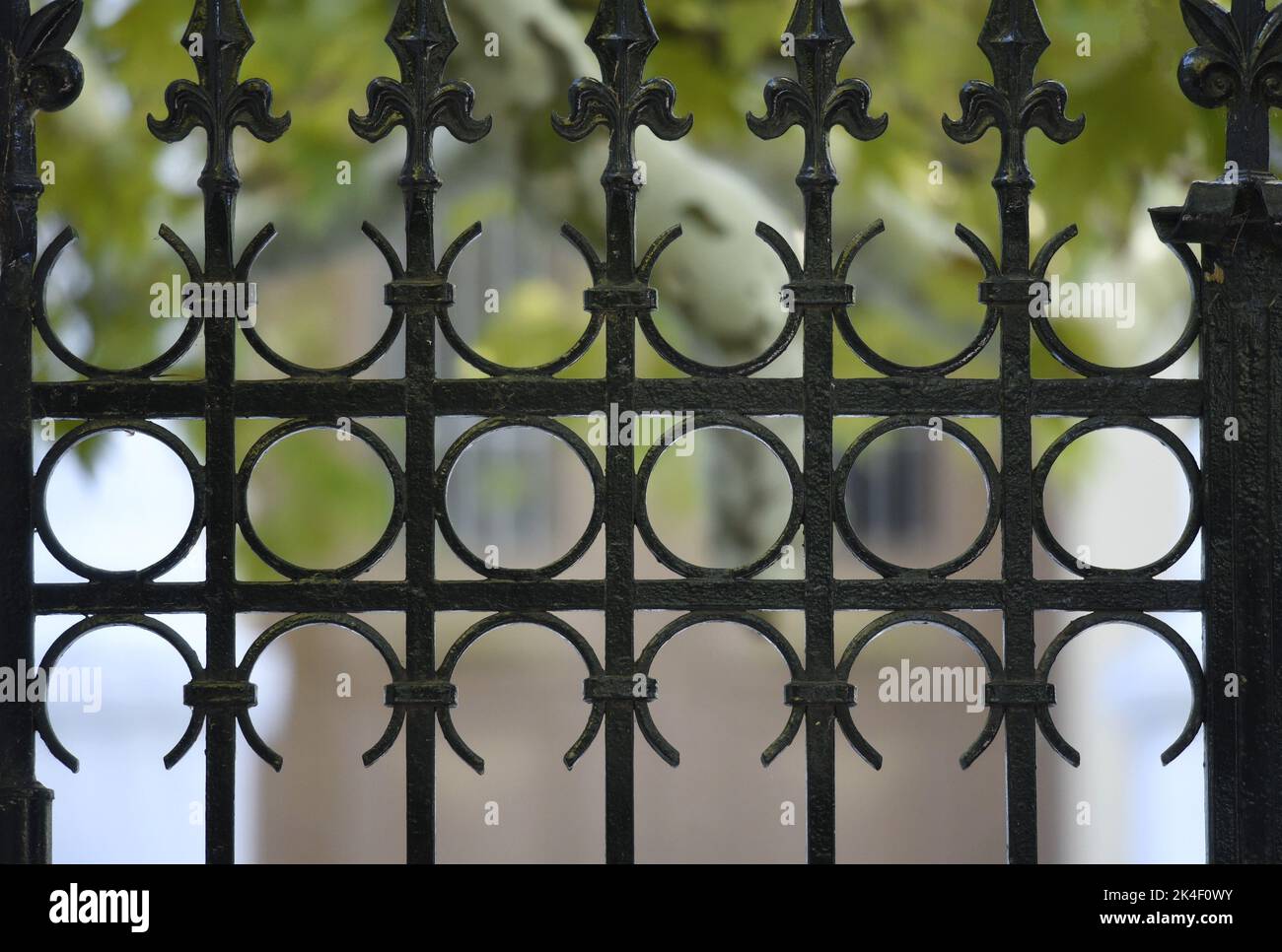 Traditional handcrafted wrought iron fence railing in Kifissia, Athens ...