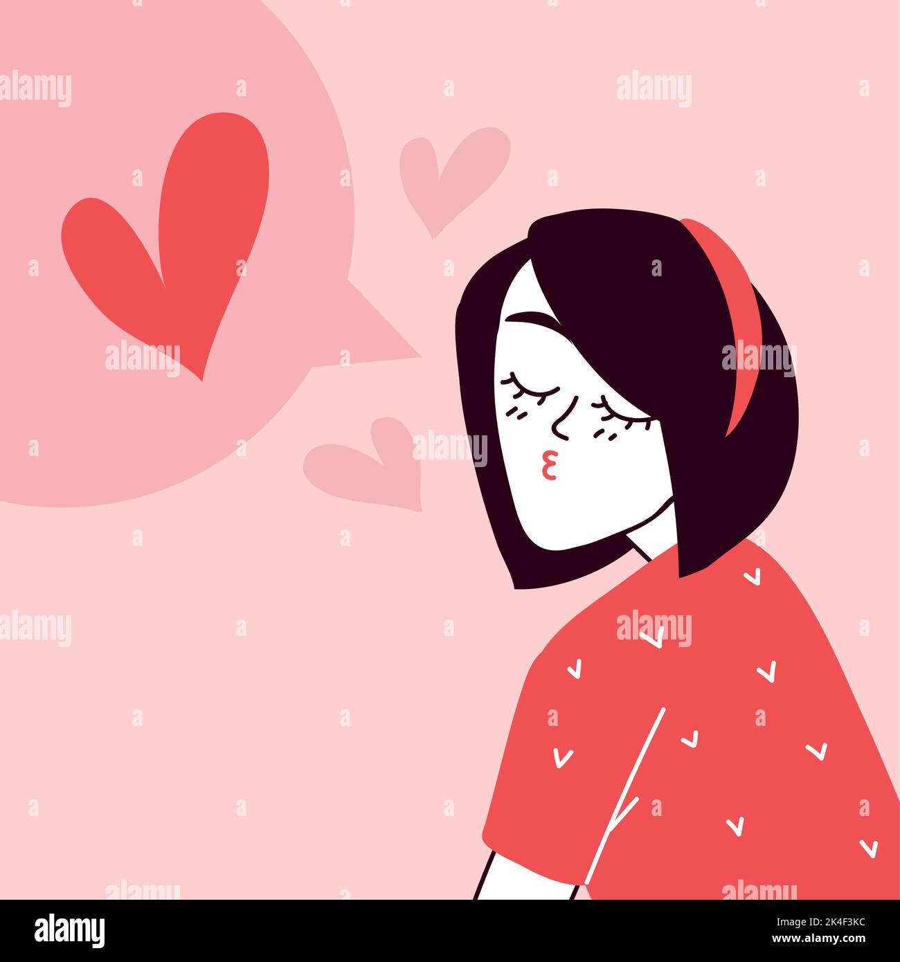 Young girl blow kiss Stock Vector Images Alamy