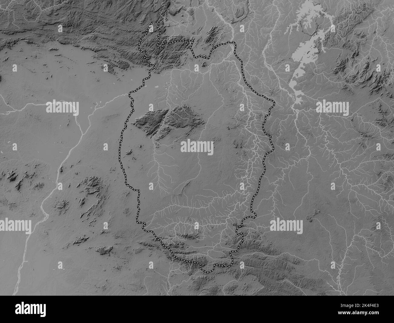 Upper Takutu-Upper Essequibo, region of Guyana. Grayscale elevation map ...