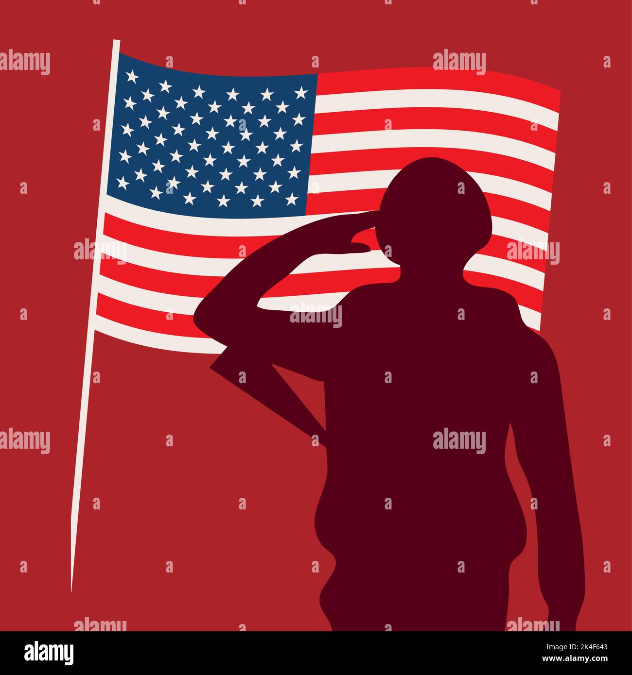 Us soldier saluting flag Stock Vector Images - Alamy
