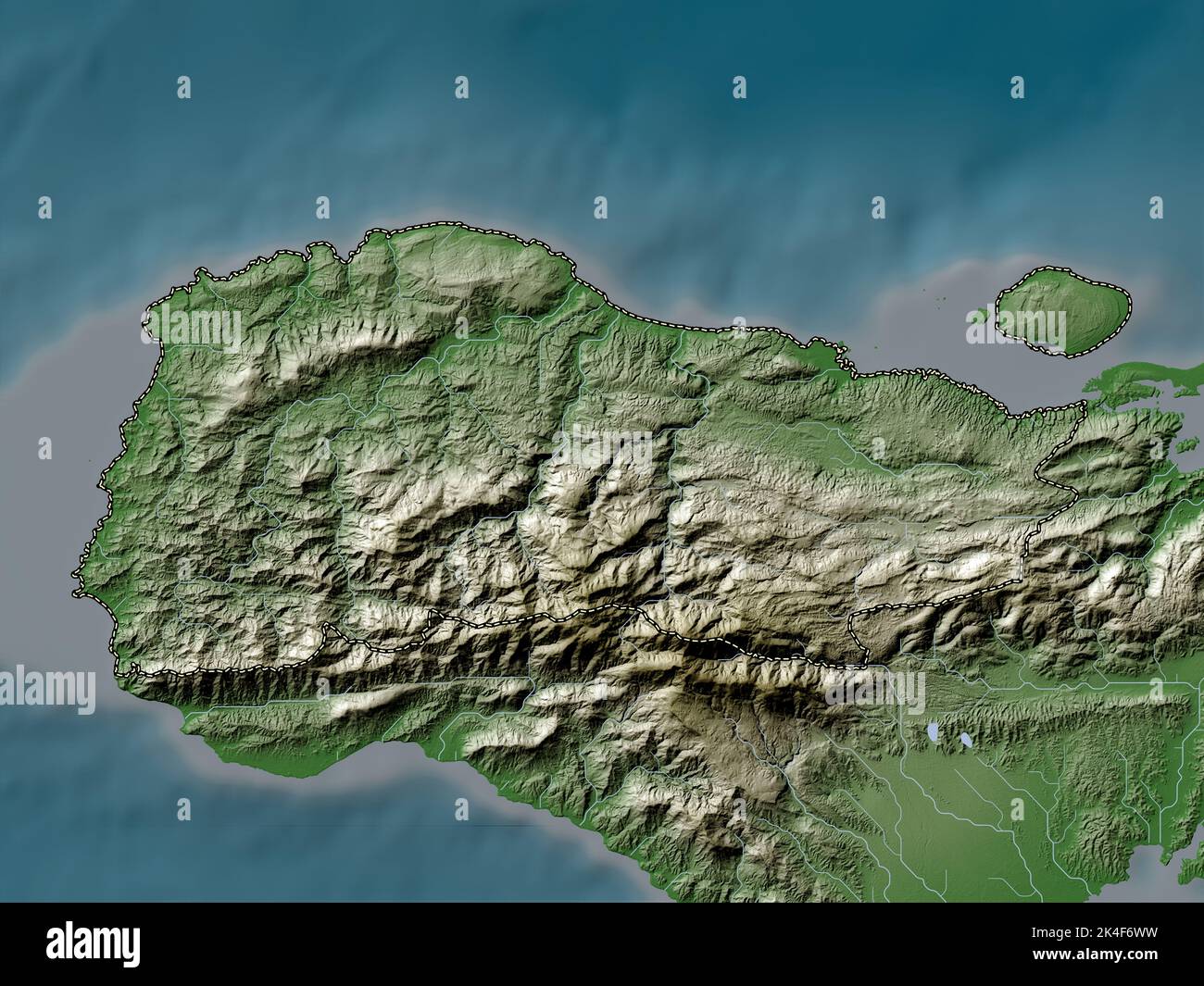 Grand'Anse, department of Haiti. Elevation map colored in wiki style