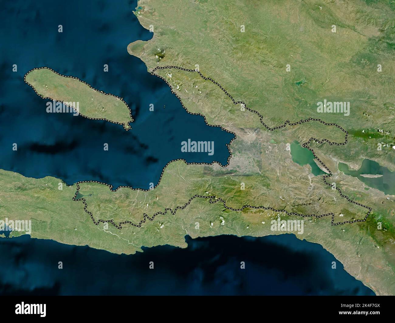 Ouest, department of Haiti. High resolution satellite map Stock Photo