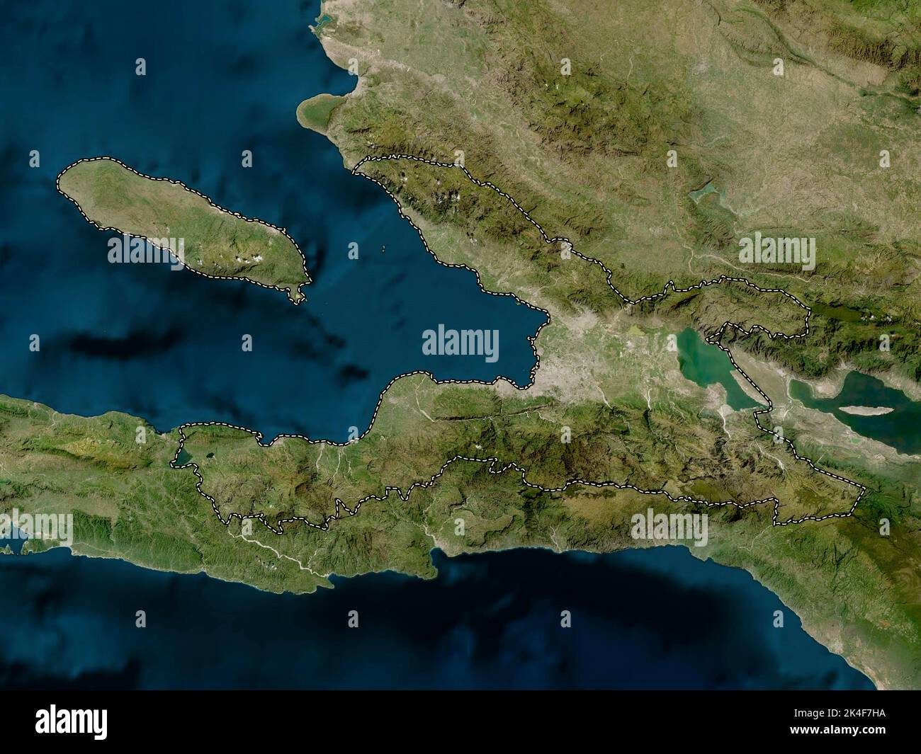 Ouest, department of Haiti. Low resolution satellite map Stock Photo ...