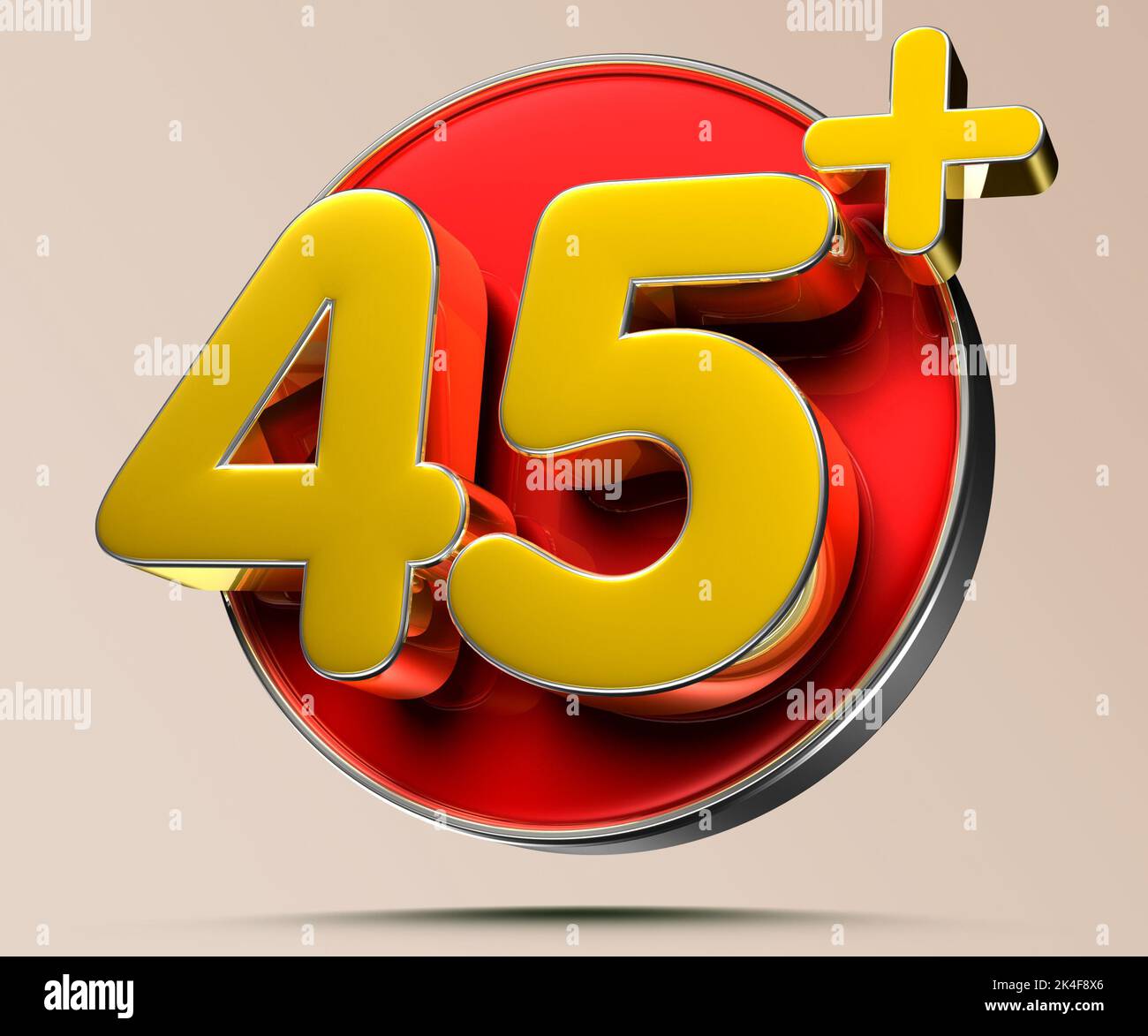 45 plus 3D illustration on light cream background have work path