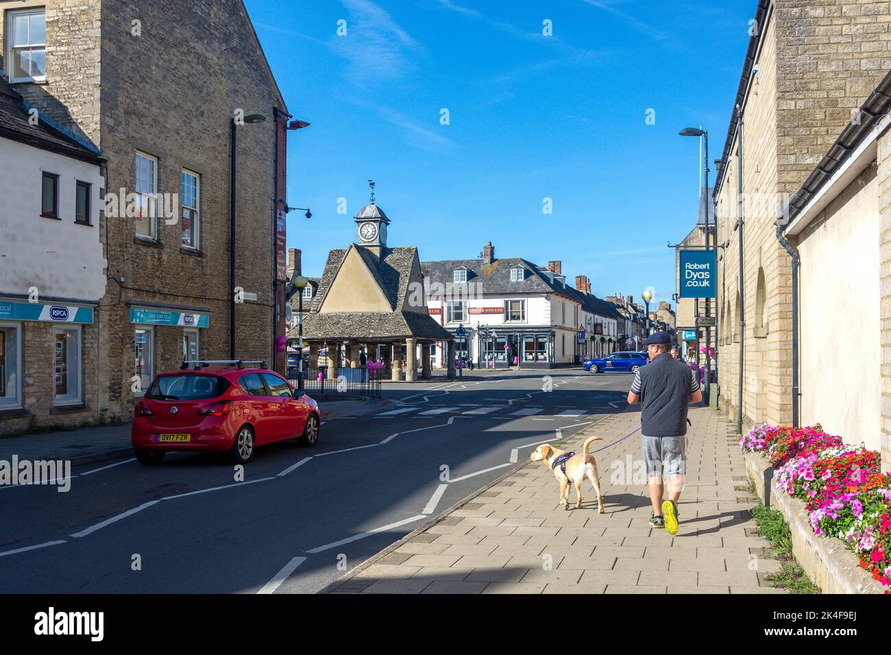 Market Square from Langdale Gate, Witney, Oxfordshire, England, United Kingdom Stock Photo