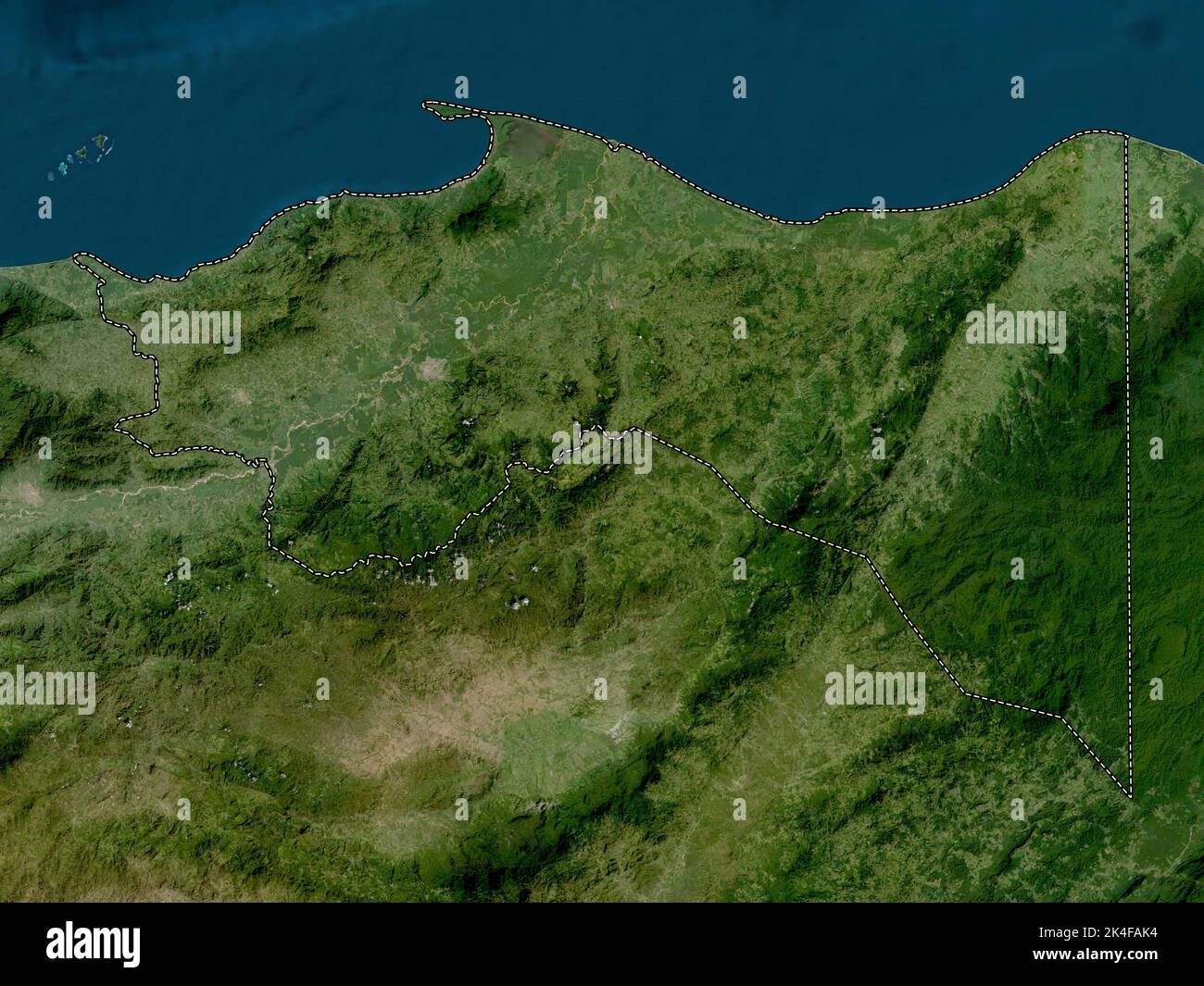 Colon, department of Honduras. Low resolution satellite map Stock Photo