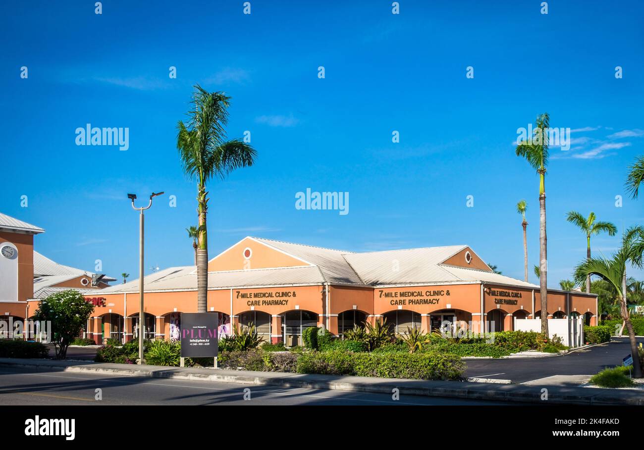 Grand Cayman, Cayman Islands, Aug 2022, view of 7 Mile Medical clinic and Pharmacy building in