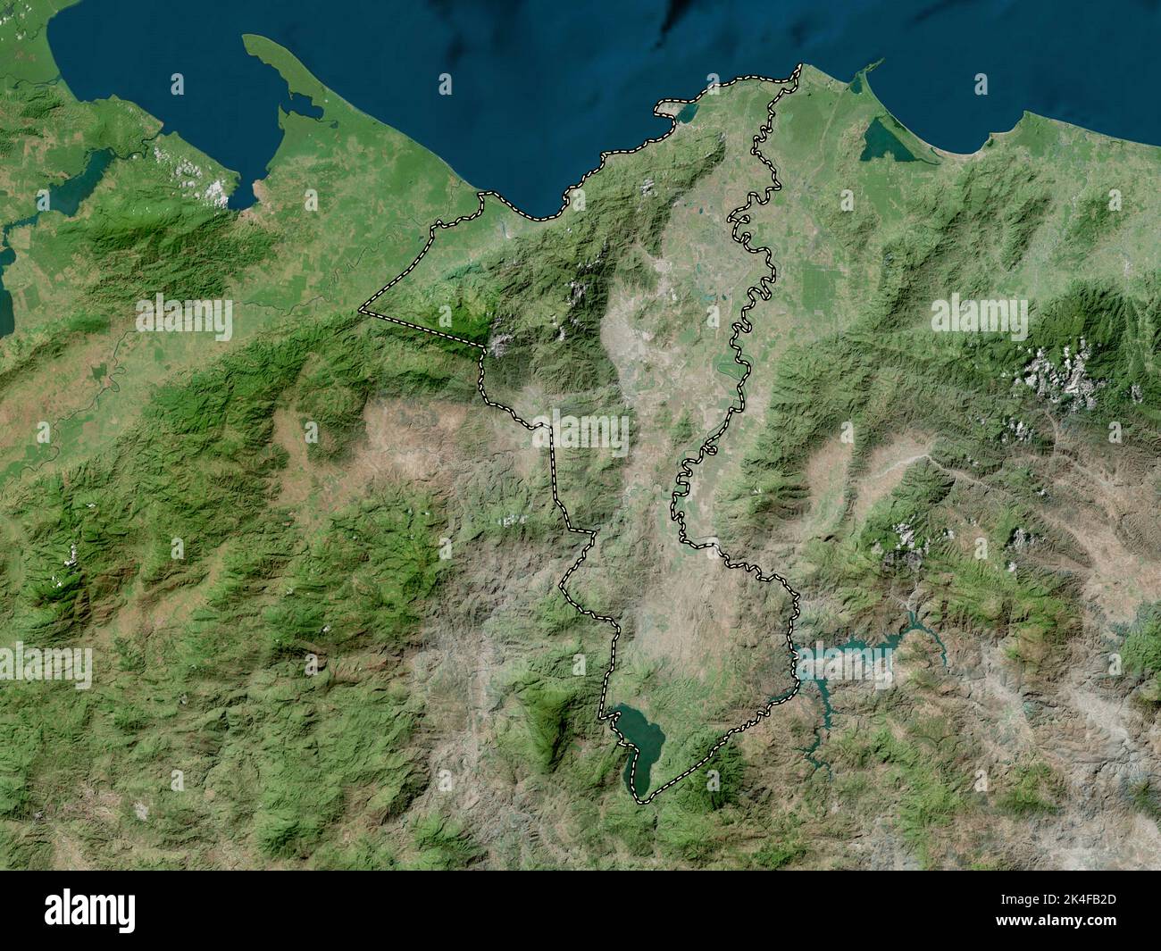 Cortes, department of Honduras. High resolution satellite map Stock