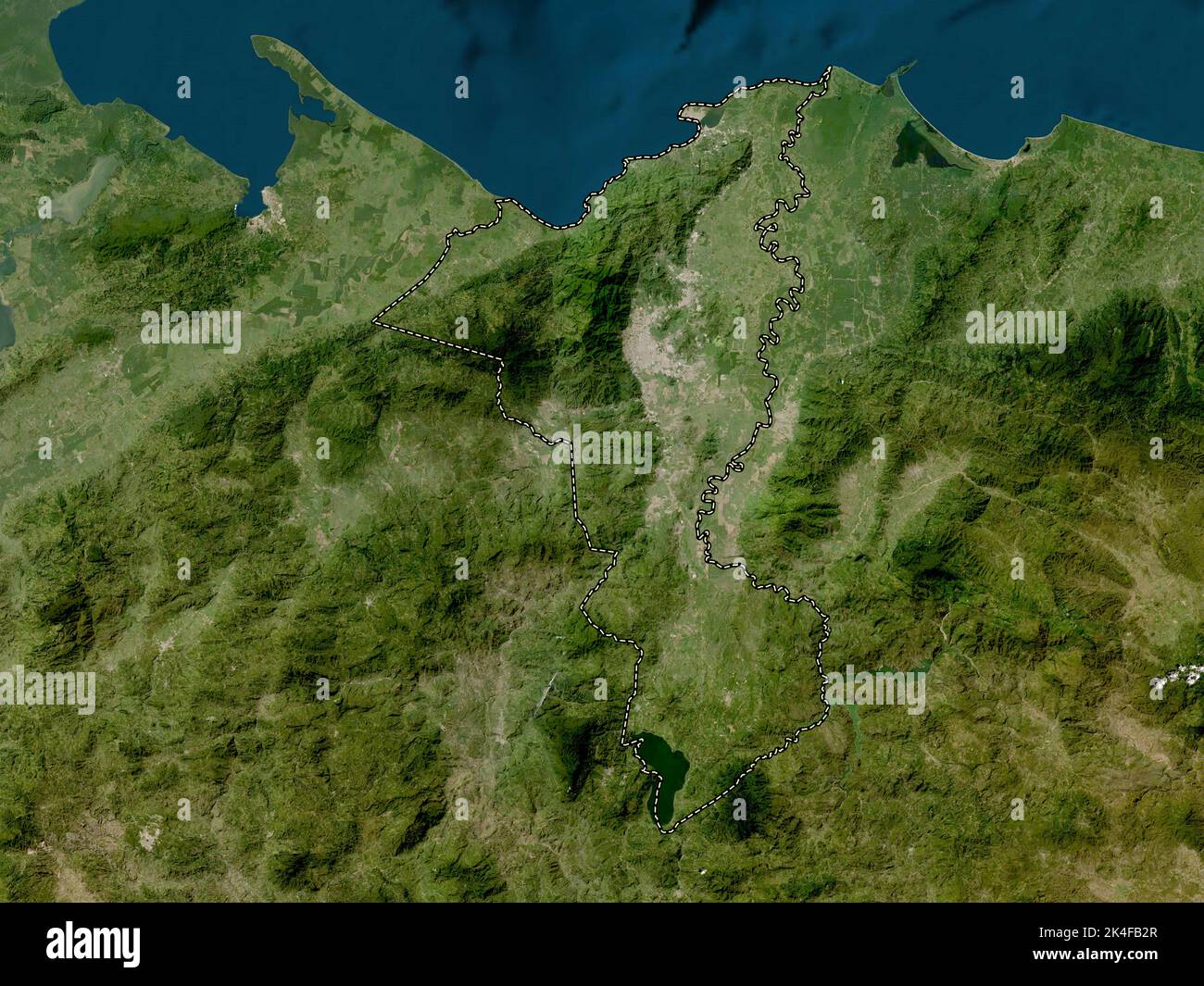 Cortes, department of Honduras. Low resolution satellite map Stock