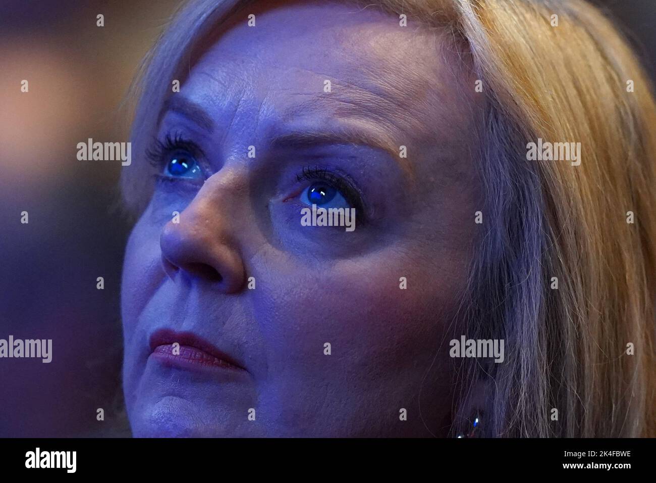 Prime Minister Liz Truss during the Conservative Party annual conference at the International Convention Centre in Birmingham. Picture date: Sunday October 2, 2022. Stock Photo