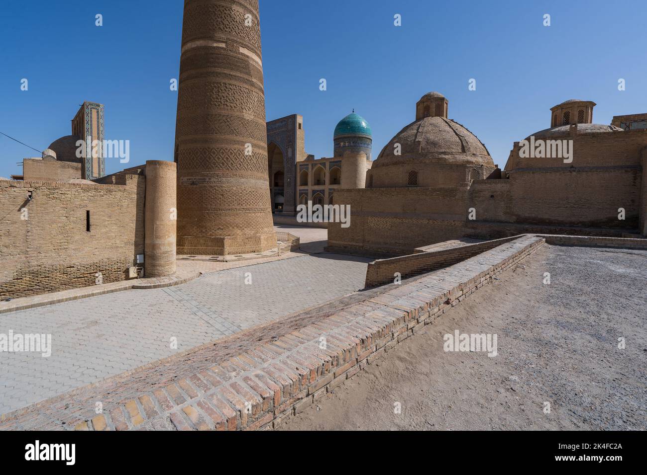 Bukhara main square, Kalan Mosque Kalon Tower and Mir-i-Arab Madrasa Stock Photo