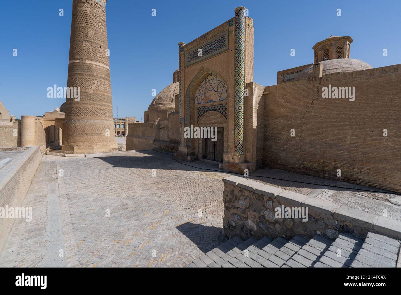 Bukhara main square, Kalan Mosque Kalon Tower and Mir-i-Arab Madrasa Stock Photo