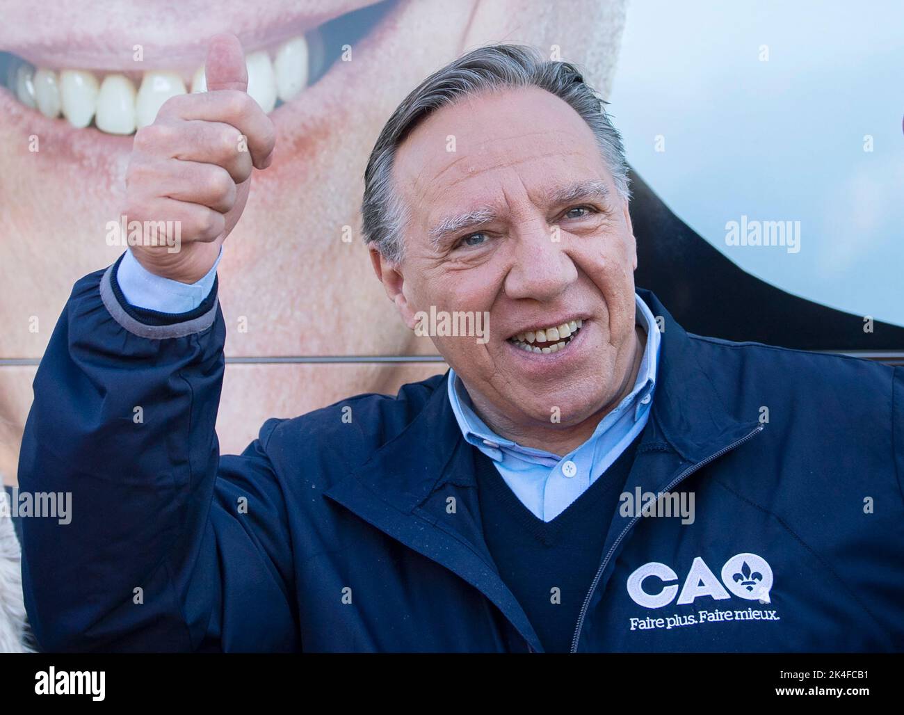 Coalition Avenir Quebec Leader Francois Legault gives thumbs up during ...