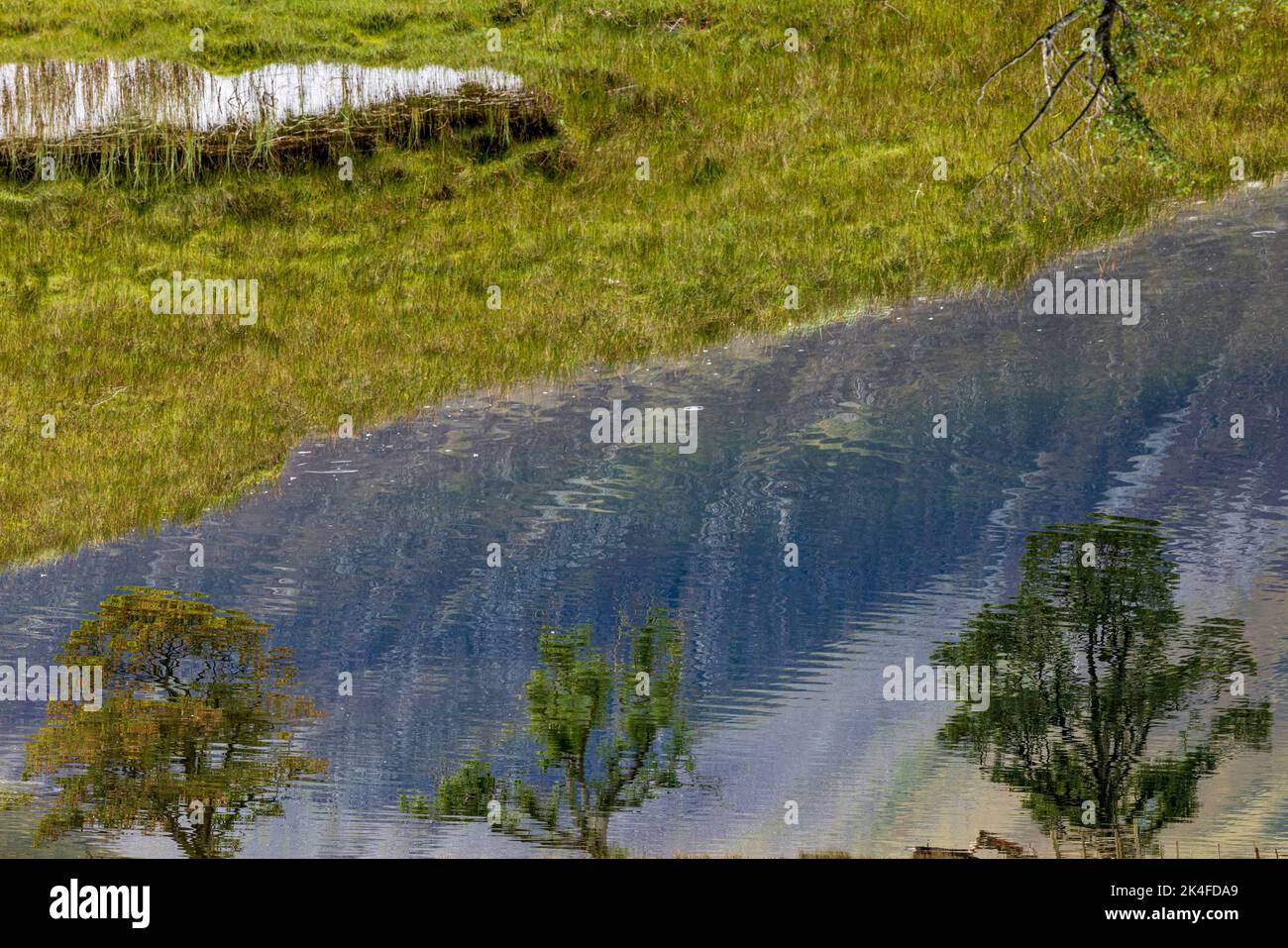 Reflections on the water at Buttermere, Lake District, Cumbria, England, UK Stock Photo