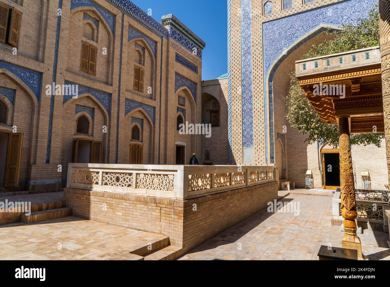 Inner courtyard of the Pahlavan Mahmud Mausoleum in Khiva old town. Stock Photo