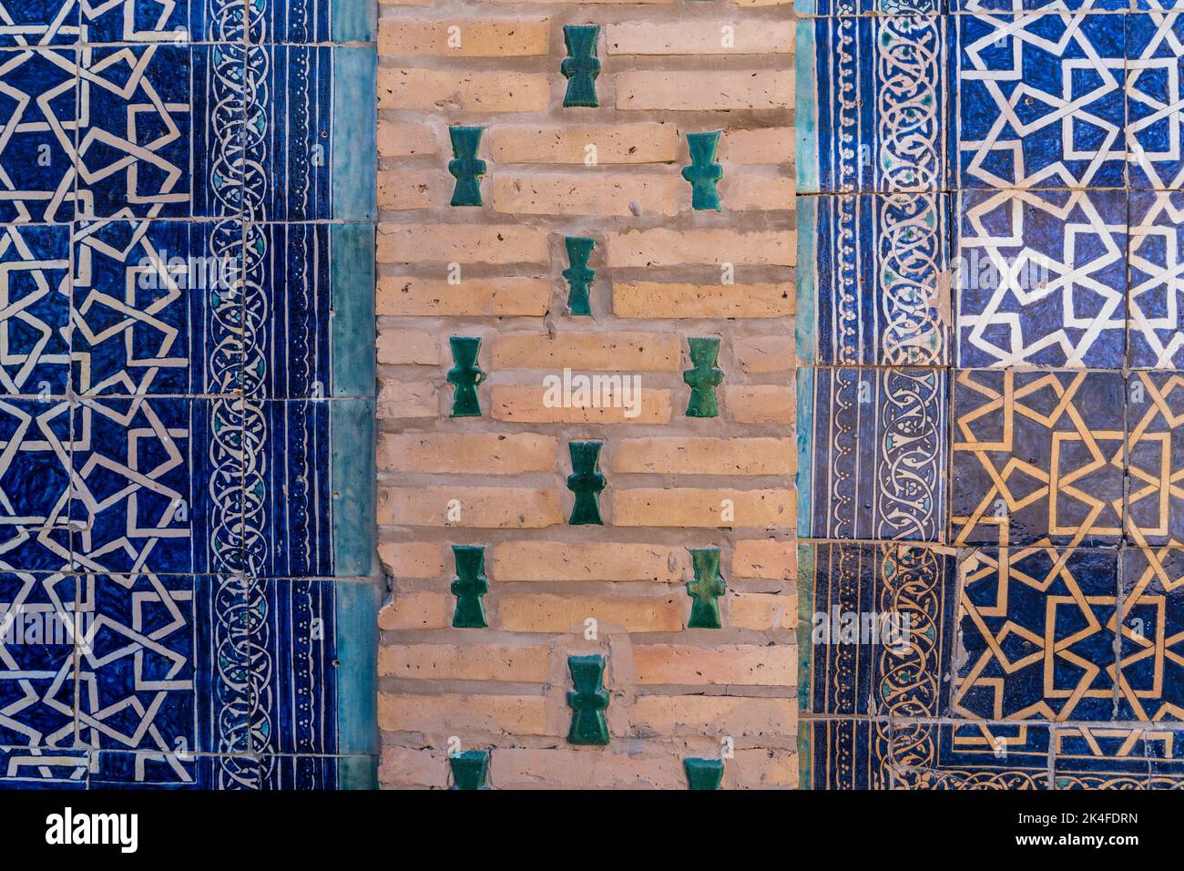 Blue tiles of the Tash Khauli, Khorezm in Khiva Stock Photo