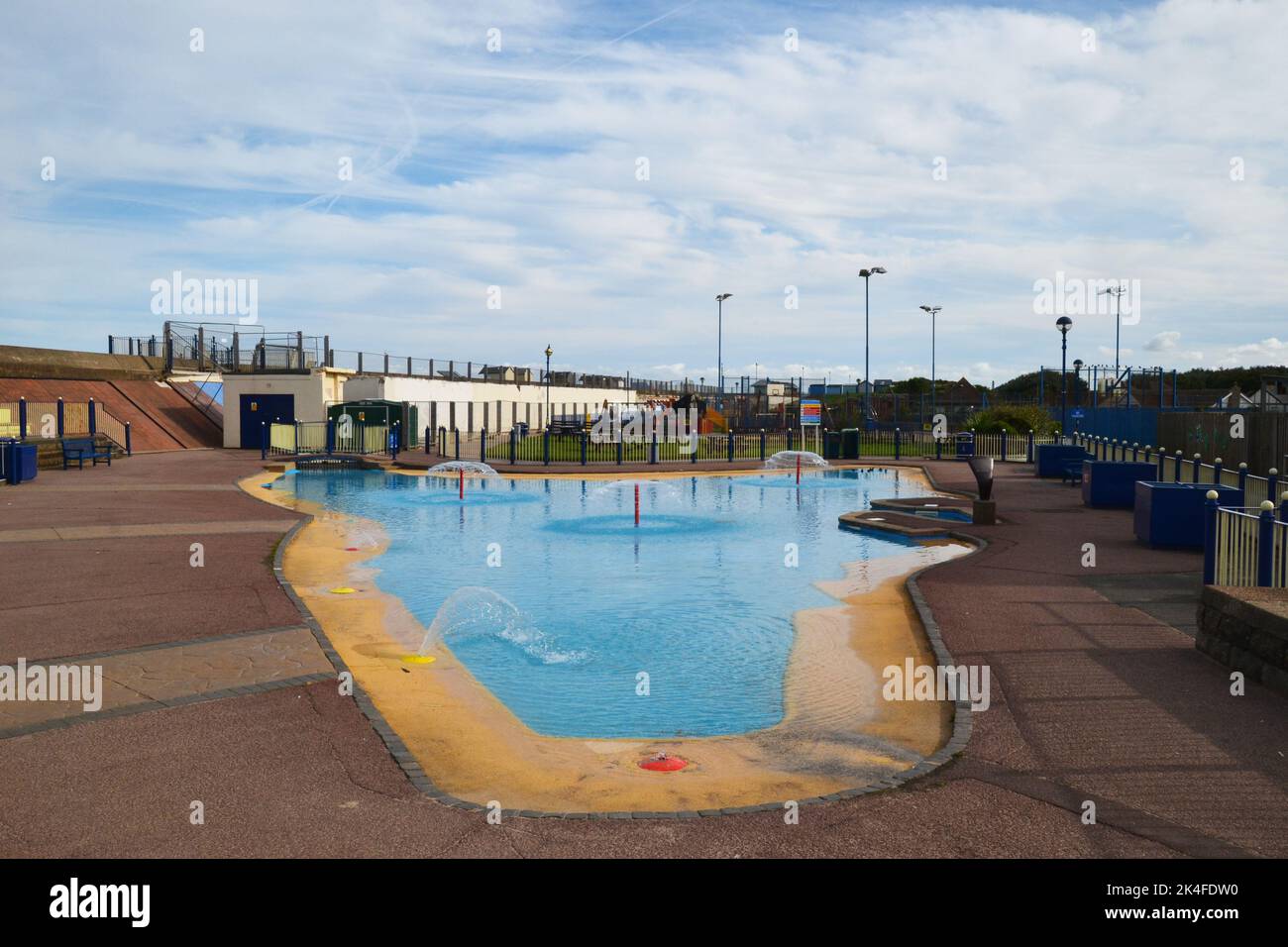 Children's paddling pool at Sutton-on-Sea, on the Lincolnshire coast, UK Stock Photo