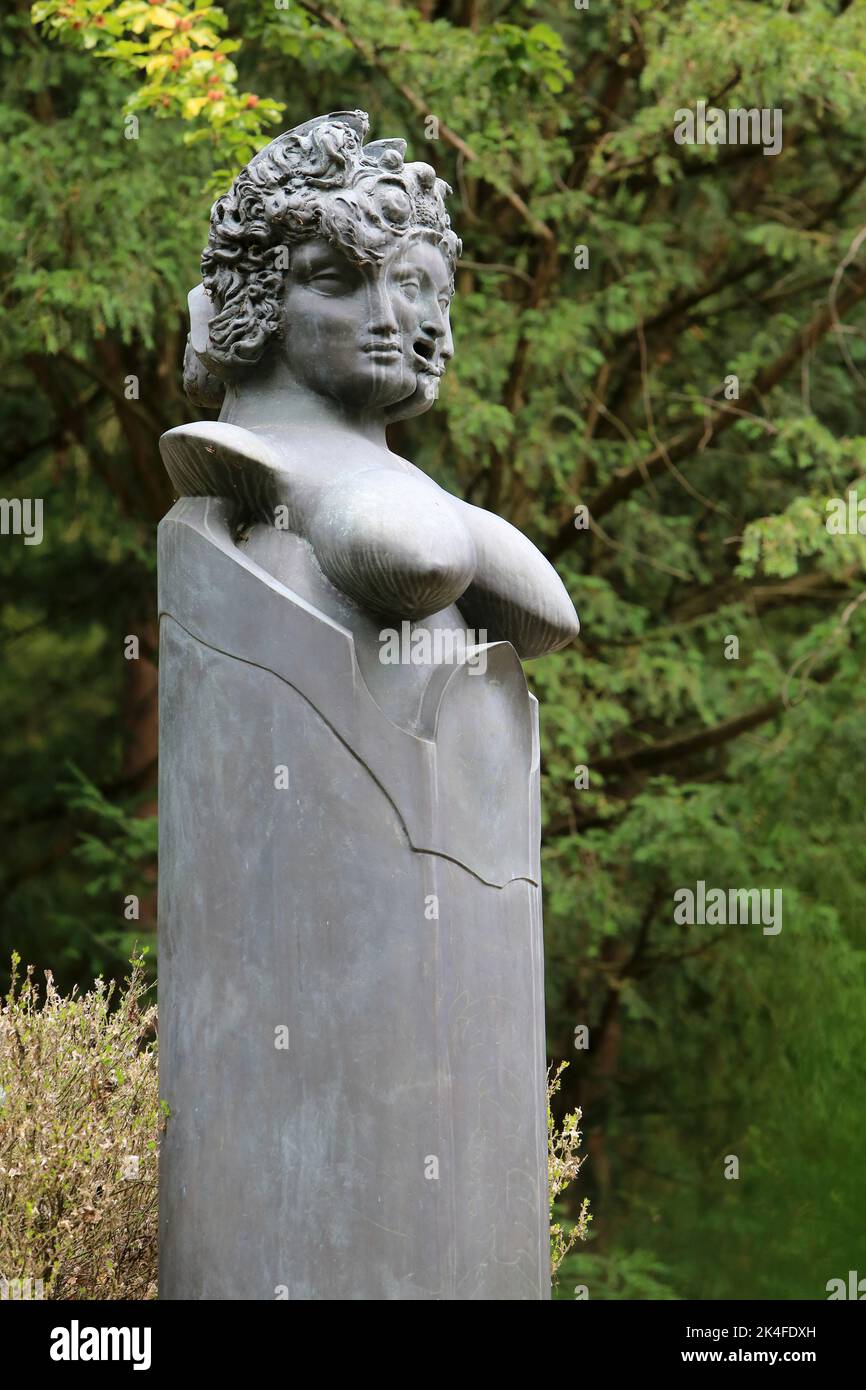 Woman several faces. Art Nouveau statue. Otto Wagner Villa I. Ernst Fuchs Museum. Vienna. Austria. Europe. Stock Photo