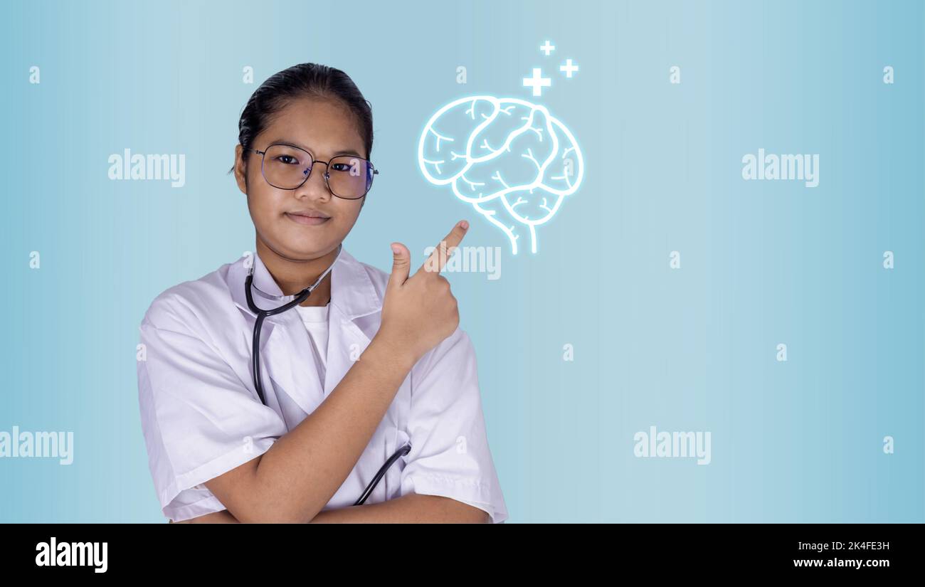 Portrait of a female doctor wearing glasses Standing with arms crossed
