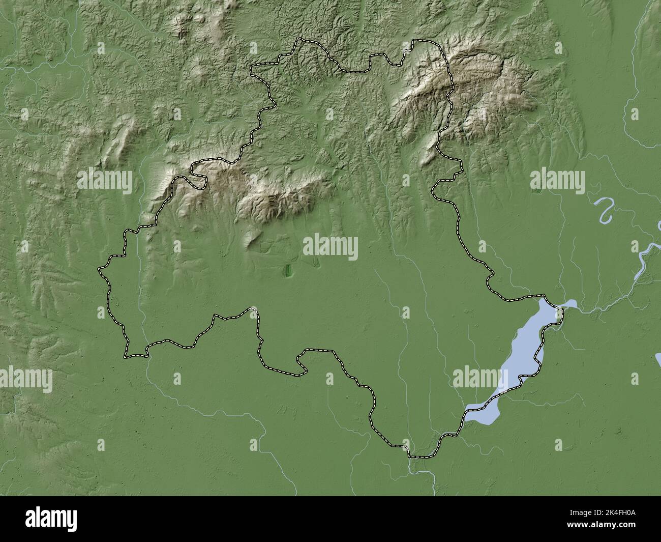 Heves, county of Hungary. Elevation map colored in wiki style with