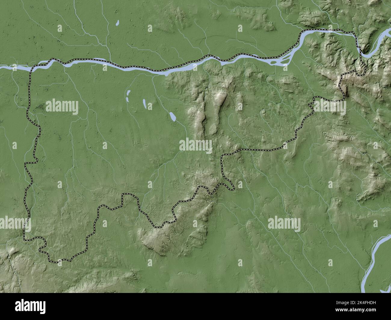 KomaromEsztergom, county of Hungary. Elevation map colored in wiki style with lakes and rivers