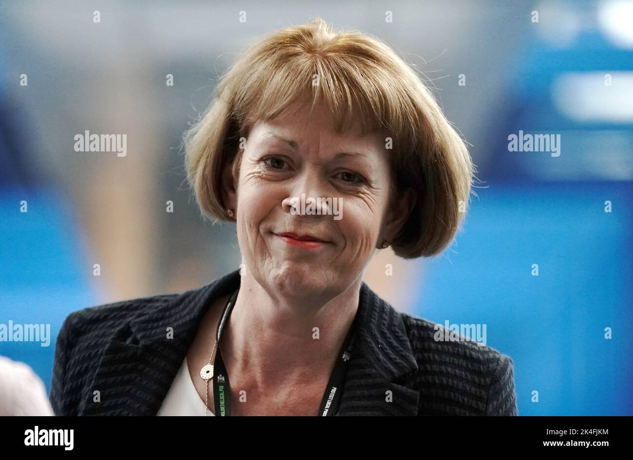 Parliamentary Secretary to the Treasury Wendy Morton, walks across the Hyatt hotel bridge at the Conservative Party annual conference at the International Convention Centre in Birmingham. Picture date: Sunday October 2, 2022. Stock Photo