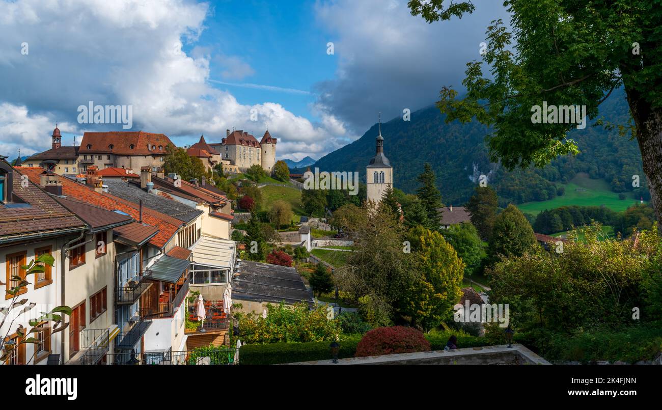 View of Gruyere Castle, Friborg canton, Switzerland Stock Photo