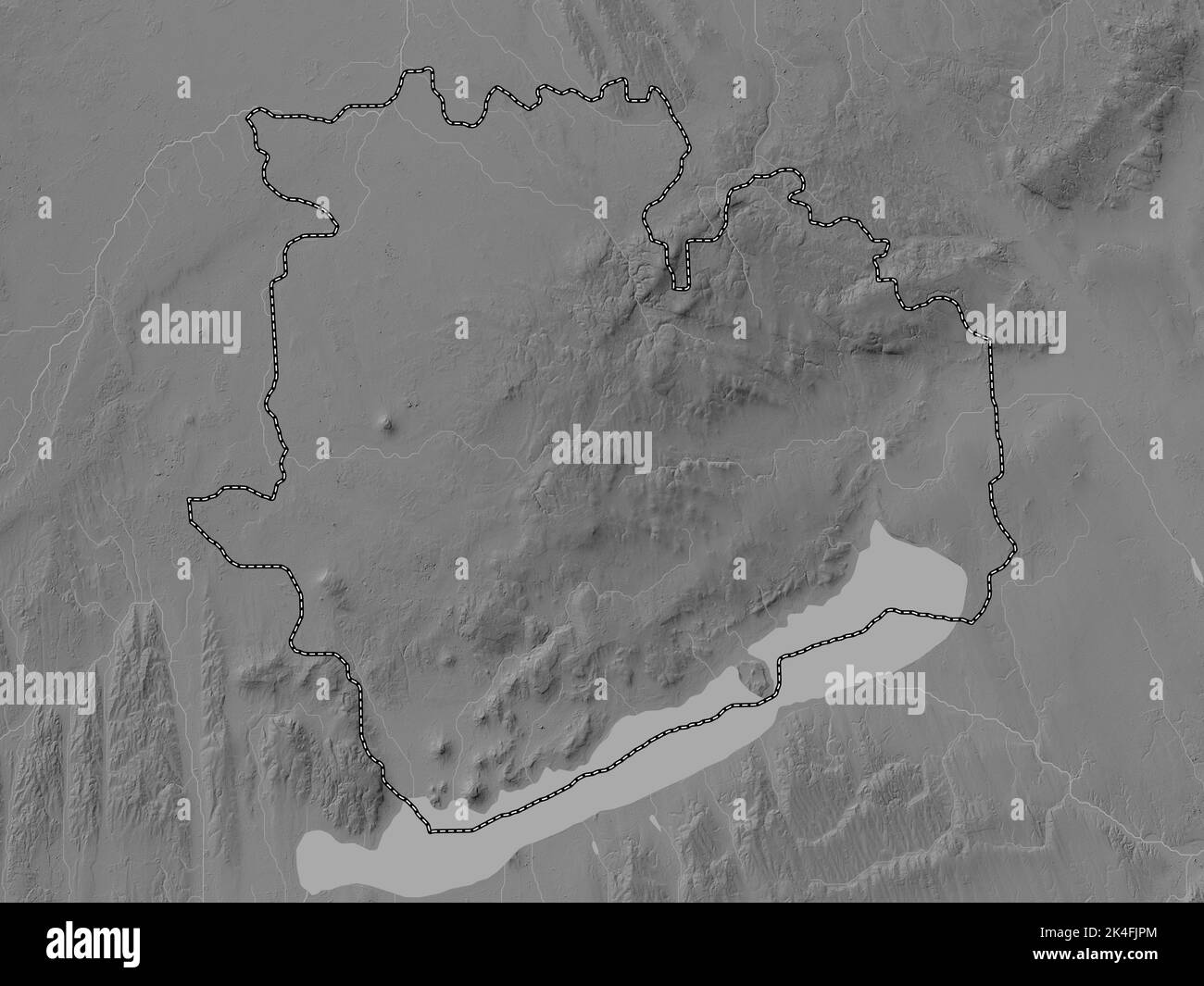 Veszprem, county of Hungary. Grayscale elevation map with lakes and rivers Stock Photo