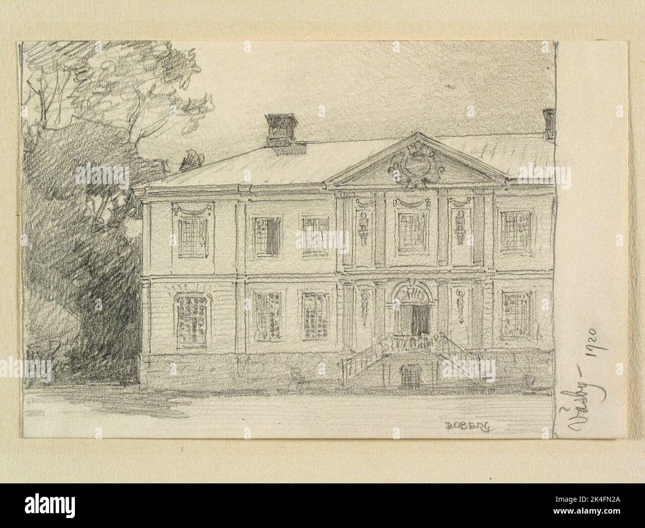 Drawing by Ferdinand Boberg. Uppland, Vallentuna hd., Hammarby sn ...