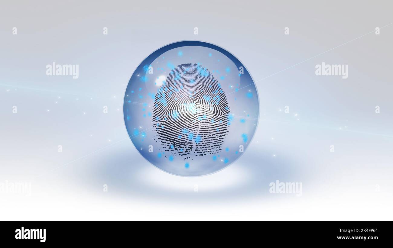 Fingerprint contained in glass sphere. 3D rendering Stock Photo - Alamy
