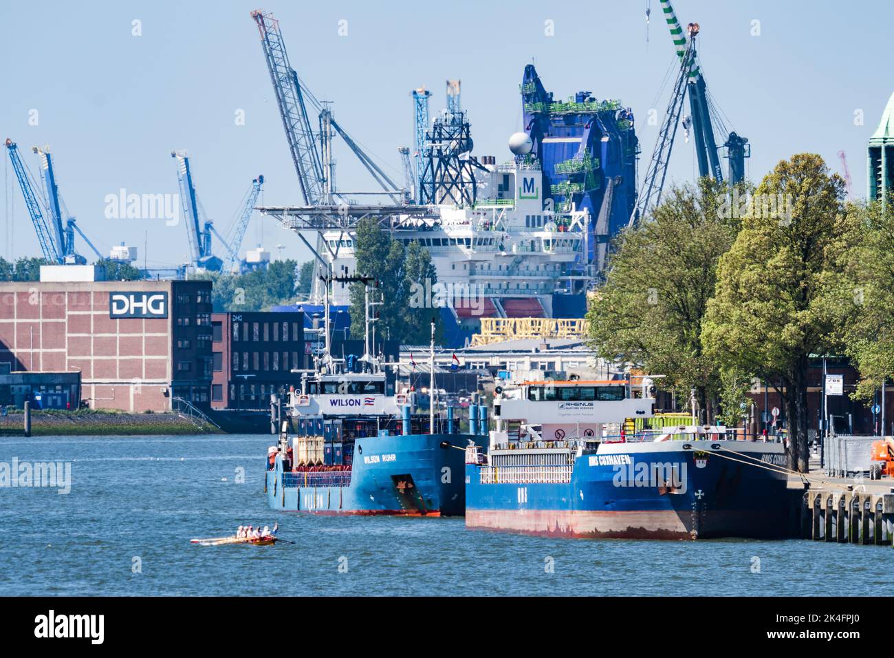 Rotterdam, Netherlands - May 8, 2022: Port in Rotterdam Stock Photo