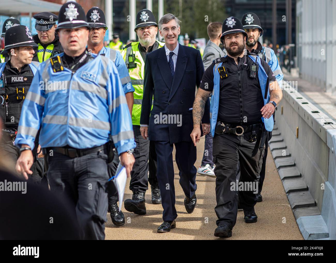 Jacob Rees-Mogg arriving at the Conservative Party Conference in Birmingham Stock Photo