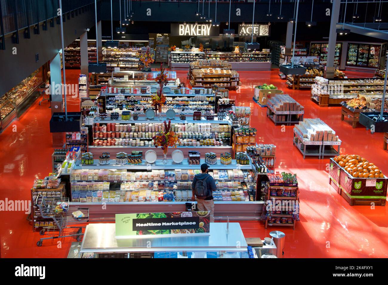 Toronto, Canada - 09-22-2022: High-angle view of the supermarket with cold food in Canada Stock Photo