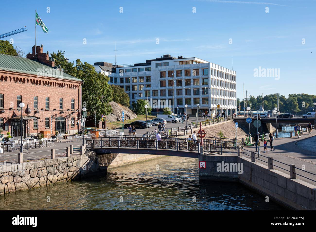 Katajanokan kanava or Katajanokka canal separating Katajanokka and Kruununhaka in Helsinki, Finland Stock Photo