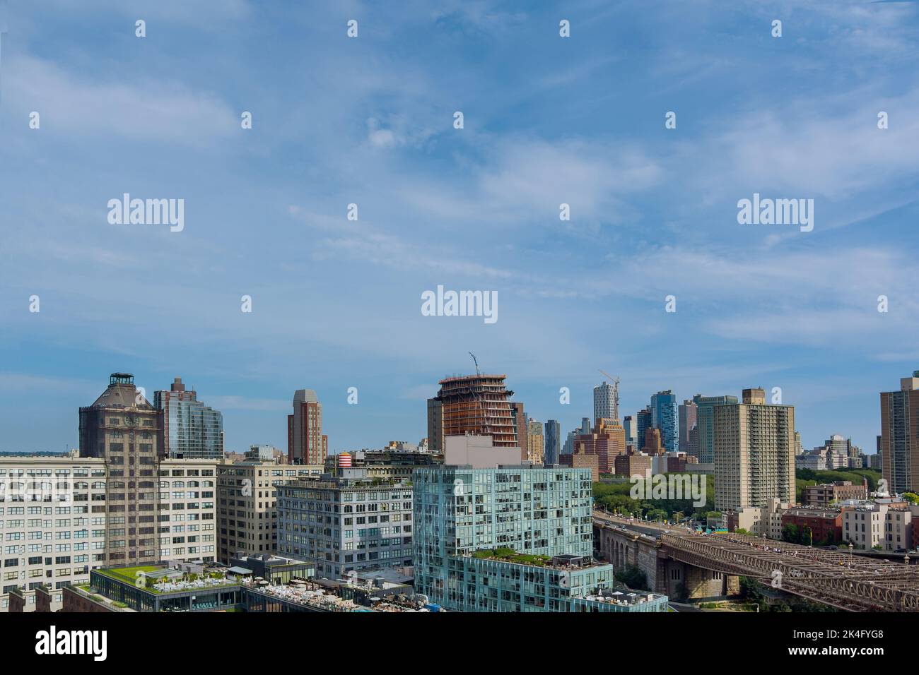 Brooklyn downtown skyline viewed from an aerial perspective in New York ...