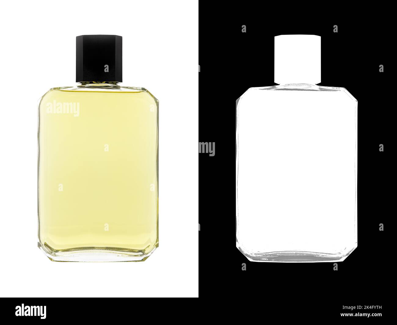 Bottle of masculine cologne perfume with cap for mockup with clipping mask Stock Photo