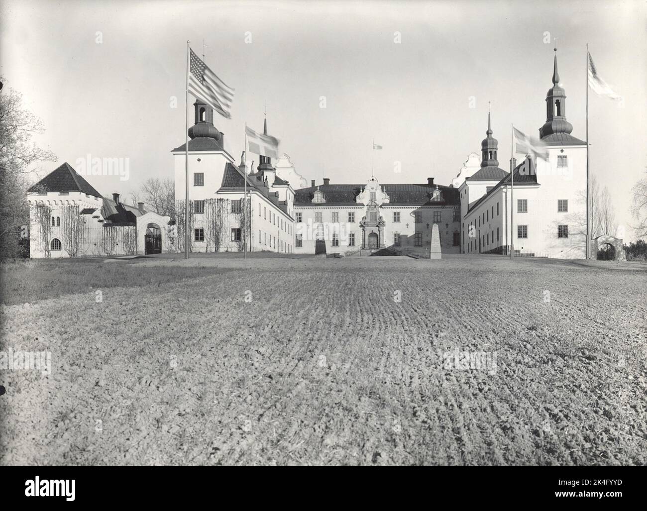 Tyresö castle from the entrance side. The courtyard is rattled and in ...