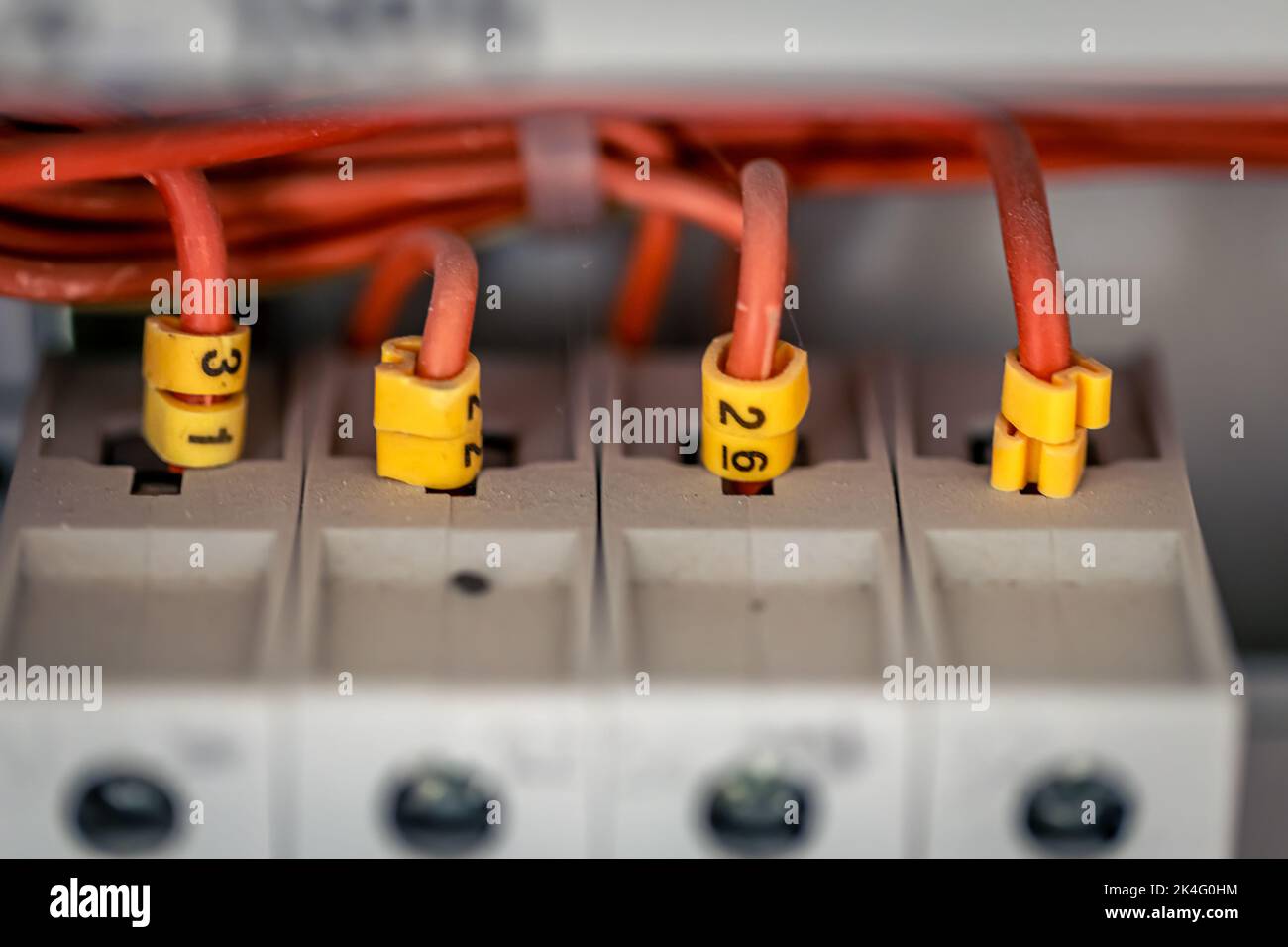 Electrical panel with fuses and contactors, closeup Stock Photo Alamy