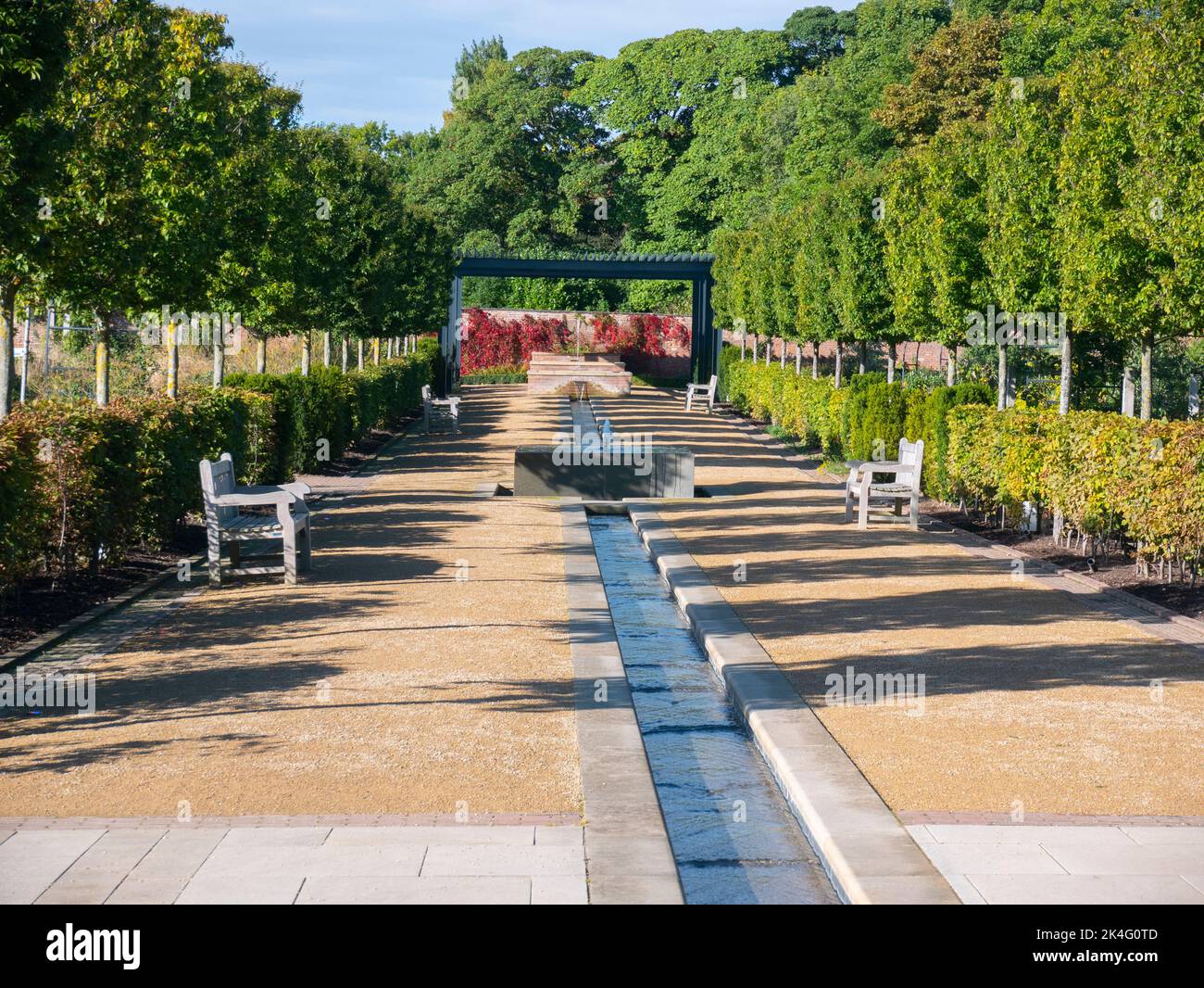 The centre of the avenue in the Kirkleatham Walled Garden Stock Photo
