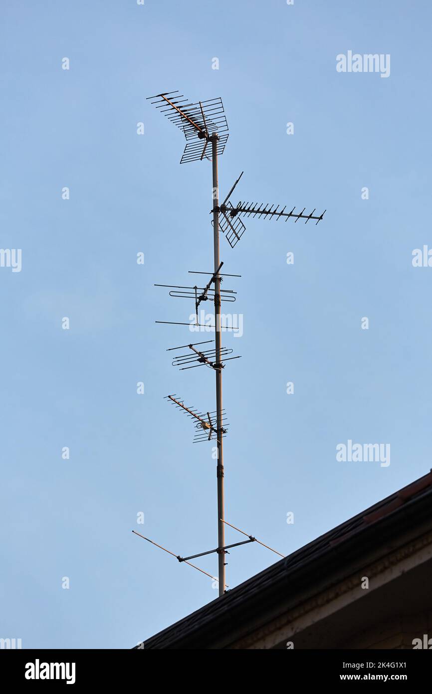 Antenna on a roof Stock Photo